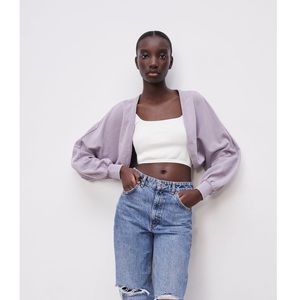Zara Cropped Sweatshirt Jacket